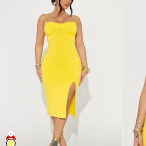 Fashion Nova Yellow Midi Dress
